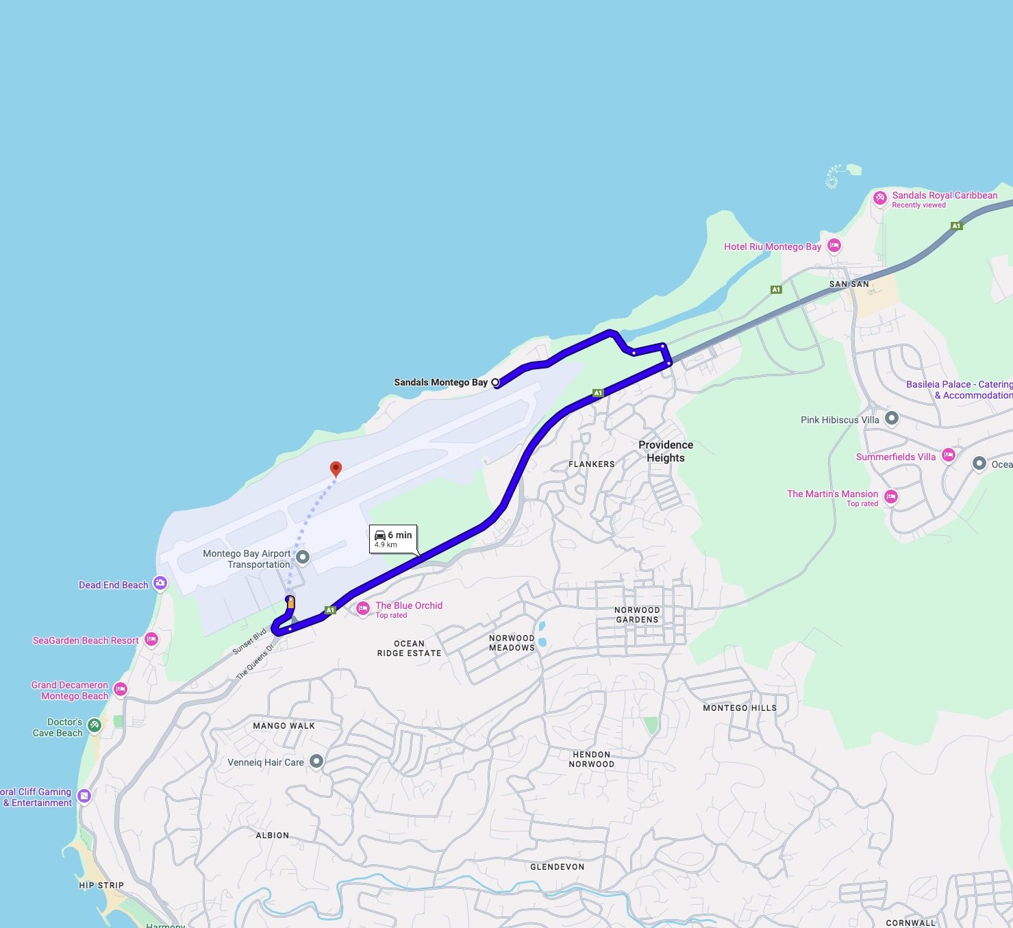 Drive Times from the Airport to Sandals Resorts