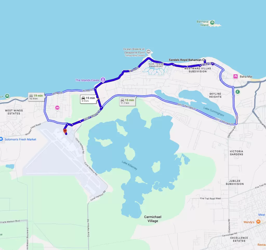 Drive Times from the Airport to Sandals Resorts