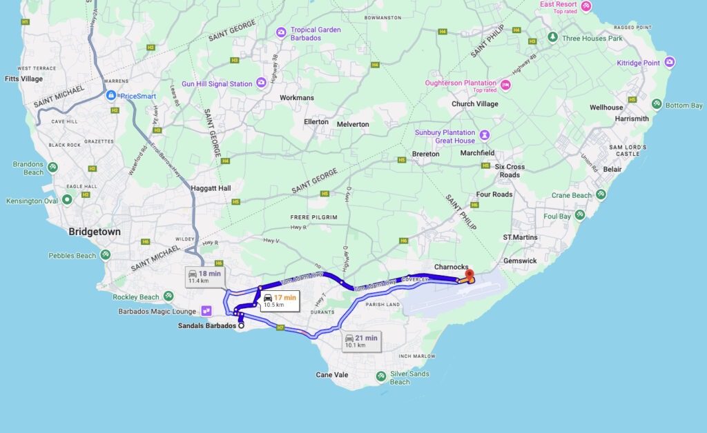 Drive Times from the Airport to Sandals Resorts