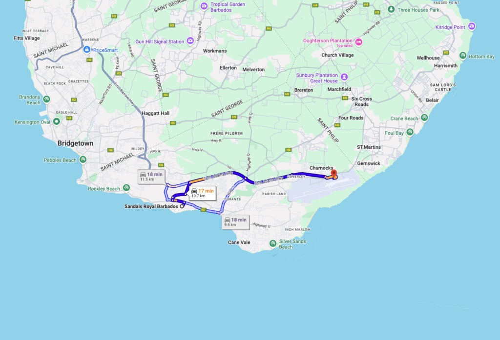 Drive Times from the Airport to Sandals Resorts