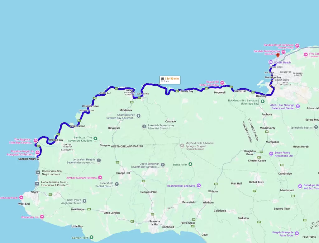 Drive Times from the Airport to Sandals Resorts