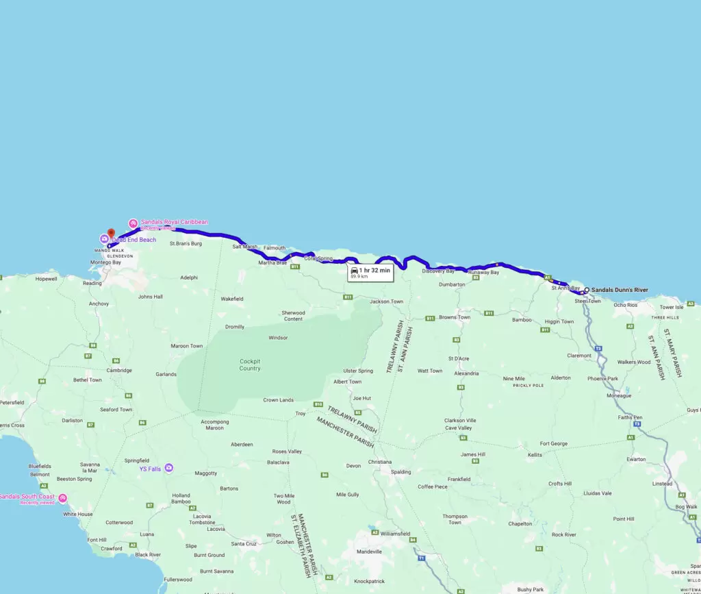 Drive Times from the Airport to Sandals Resorts