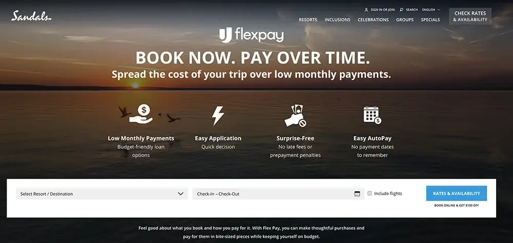 Flexpay makes it easy to pay for Sandals and Beaches vacations with zero interest